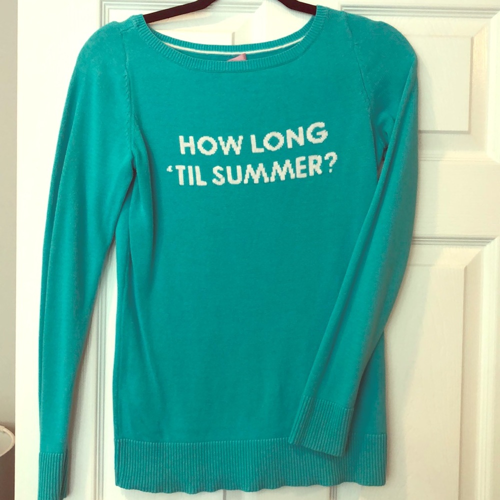 Lilly Pulitzer Aqua How Long Til Summer Sweater